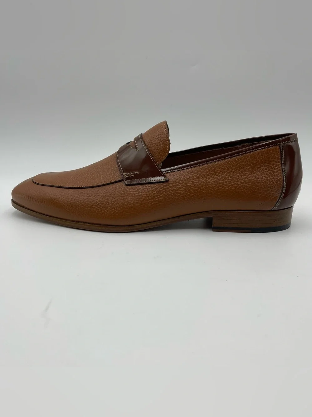 Mezlan SZ 14M Camel Tonal Contrast Pebble Leather Classic Penny Loafer-MSRP $425